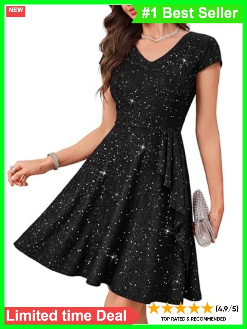 Sparkly Sequin Cocktail Dress Ruffle Homecoming A-Line Mini